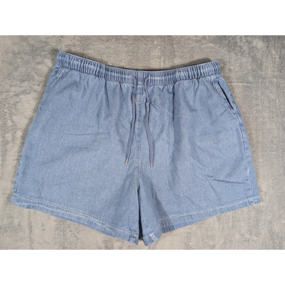 Coral Bay Denim Shorts Women Extra Large XL Light Wash Cotton Drawstring Elastic
